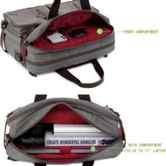 NEW Convertible Briefcase Backpack Grey - Picture 2 of 8